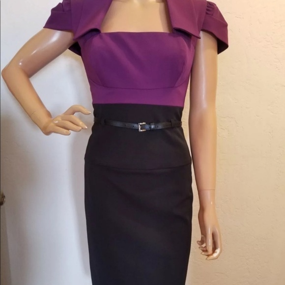 Black Halo Jacket Jackie Sheath Midi Dress Purple - Picture 4 of 8
